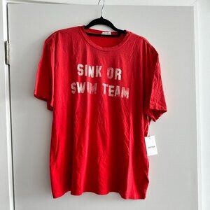 MOTHER DENIM The Rowdy Sink Or Swim Tee Shirt In Red Size XL NWT